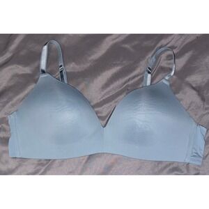 Auden The Bliss Full Figure Light Blue Wirefree Lightly Lined Bra, 38B